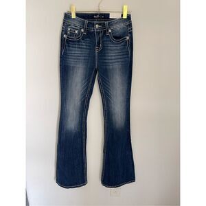 MISS ME JEANS Silver Cross Stitch Flare Denim Size 27 NWT